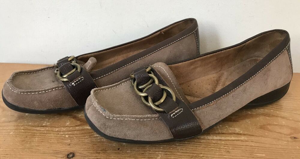 Naturalizer Cecily Brown Suede Leather Chunky Buckle Bit Flats Loafers Shoes 6M